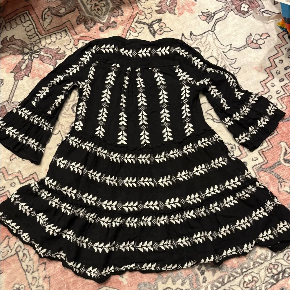Elan Embroidered Black and White Mini Dress or Cover up, Sz XS - Picture 6 of 6